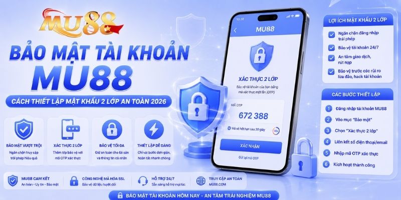 Bảo mật tài khoản MU88: Cách thiết lập mật khẩu 2 lớp an toàn 2026