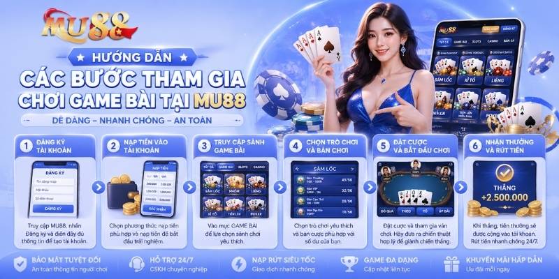 Hướng dẫn các bước tham gia chơi game bài tại nhà cái MU88